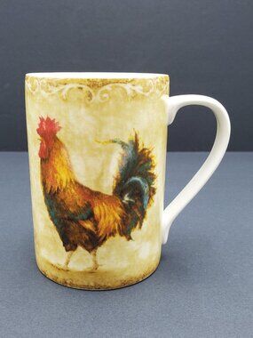 222 Fifth Rustic Rooster Mugs 2 PTS International Porcelain Rooster Mugs